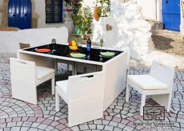 BÀN GHẾ CAFE NHỰA GIẢ MÂY MT2A116