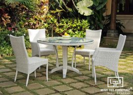 BÀN GHẾ CAFE NHỰA GIẢ MÂY MT2A117