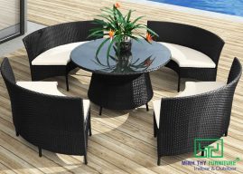 BÀN GHẾ CAFE NHỰA GIẢ MÂY MT2A118