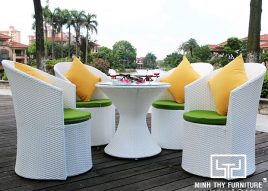 BÀN GHẾ CAFE NHỰA GIẢ MÂY MT2A119