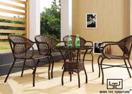 BÀN GHẾ CAFE NHỰA GIẢ MÂY MT2A121