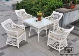 BÀN GHẾ CAFE NHỰA GIẢ MÂY MT2A122