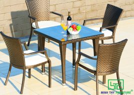 BÀN GHẾ CAFE NHỰA GIẢ MÂY MT2A123