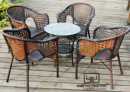 BÀN GHẾ CAFE NHỰA GIẢ MÂY MT2A60