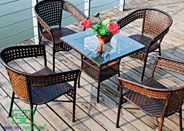 BÀN GHẾ CAFE NHỰA GIẢ MÂY MT2A62