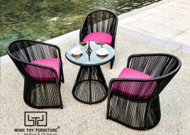 BÀN GHẾ CAFE NHỰA GIẢ MÂY MT2A63