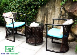 BÀN GHẾ CAFE NHỰA GIẢ MÂY MT2A65