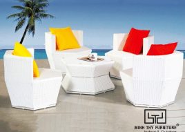 BÀN GHẾ CAFE NHỰA GIẢ MÂY MT2A68