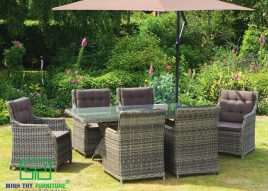 BÀN GHẾ CAFE NHỰA GIẢ MÂY MT2A69