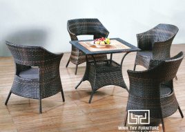 BÀN GHẾ CAFE NHỰA GIẢ MÂY MT2A70