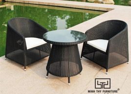 BÀN GHẾ CAFE NHỰA GIẢ MÂY MT2A71