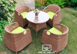 BÀN GHẾ CAFE NHỰA GIẢ MÂY MT2A72