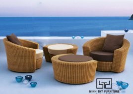 BÀN GHẾ CAFE NHỰA GIẢ MÂY MT2A74