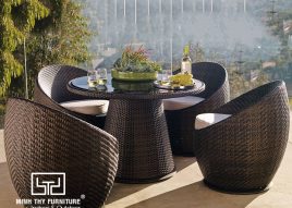 BÀN GHẾ CAFE NHỰA GIẢ MÂY MT2A75