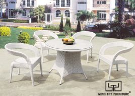 BÀN GHẾ CAFE NHỰA GIẢ MÂY MT2A77