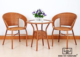 BÀN GHẾ CAFE NHỰA GIẢ MÂY MT2A80