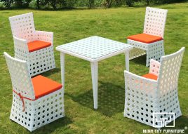 BÀN GHẾ CAFE NHỰA GIẢ MÂY MT2A152