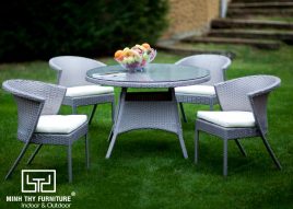 BÀN GHẾ CAFE NHỰA GIẢ MÂY MT2A153