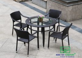 BÀN GHẾ CAFE NHỰA GIẢ MÂY MT2A127