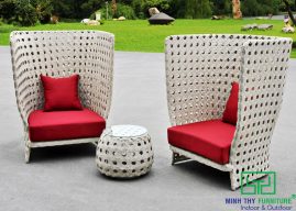 BÀN GHẾ CAFE NHỰA GIẢ MÂY MT2A128