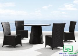 BÀN GHẾ CAFE NHỰA GIẢ MÂY MT2A129