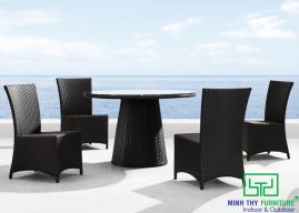 BÀN GHẾ CAFE NHỰA GIẢ MÂY MT2A129