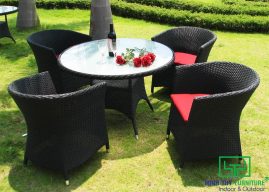 BÀN GHẾ CAFE NHỰA GIẢ MÂY MT2A130