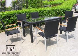 BÀN GHẾ CAFE NHỰA GIẢ MÂY MT2A132