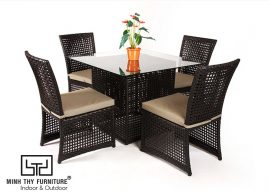 BÀN GHẾ CAFE NHỰA GIẢ MÂY MT2A133