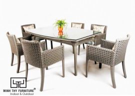 BÀN GHẾ CAFE NHỰA GIẢ MÂY MT2A134