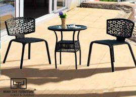 BÀN GHẾ CAFE NHỰA GIẢ MÂY MT2A136