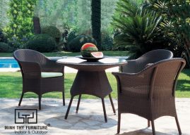 BÀN GHẾ CAFE NHỰA GIẢ MÂY MT2A137