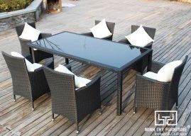 BÀN GHẾ CAFE NHỰA GIẢ MÂY MT2A138