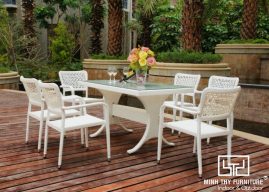 BÀN GHẾ CAFE NHỰA GIẢ MÂY MT2A139