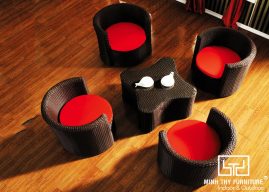 BÀN GHẾ CAFE NHỰA GIẢ MÂY MT2A142