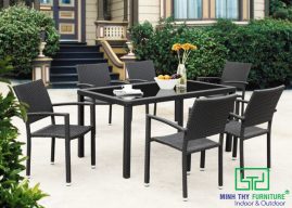 BÀN GHẾ CAFE NHỰA GIẢ MÂY MT2A143