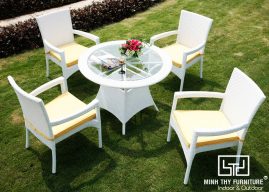 BÀN GHẾ CAFE NHỰA GIẢ MÂY MT2A145