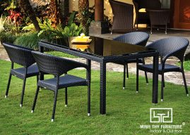 BÀN GHẾ CAFE NHỰA GIẢ MÂY MT2A156