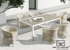 BÀN GHẾ CAFE NHỰA GIẢ MÂY MT2A157