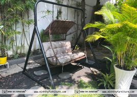 xích đu đôi nhựa giả mây ngoài trời MT 956