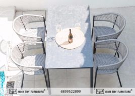 Bộ bàn ghế ăn mây nhựa MT 2009