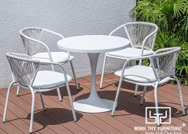 Bộ bàn ghế nhựa giả mây cafe ngoài trời MT 2041