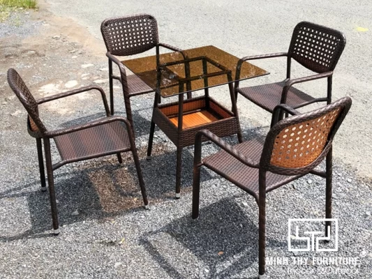 Bộ bàn ghế cafe mây nhựa cao cấp MT 2024