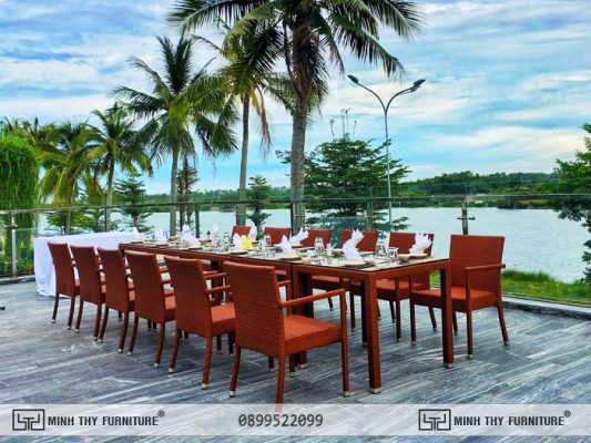 Bàn ghế cafe nhựa giả mây quán bền đẹp, giá xưởng, phù hợp quán cafe, resort, khách sạn. Giải pháp tiết kiệm chi phí đầu tư và vận hành 5 năm.